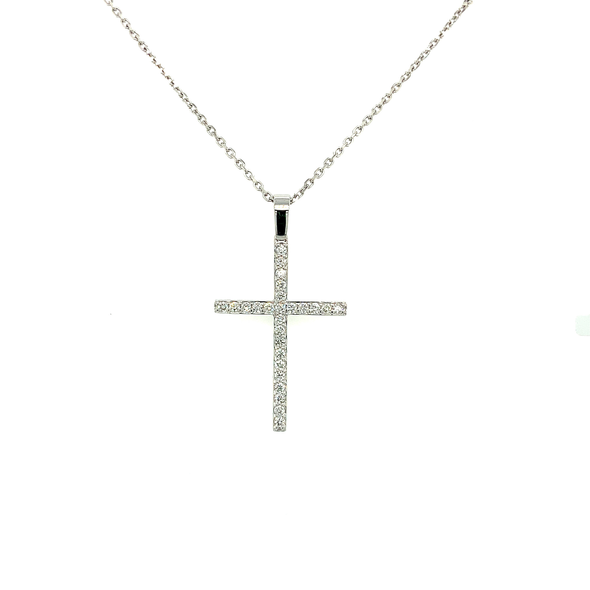 70104 14K WHITE GOLD .40TCW DIAMOND TRADITIONAL CROSS SET