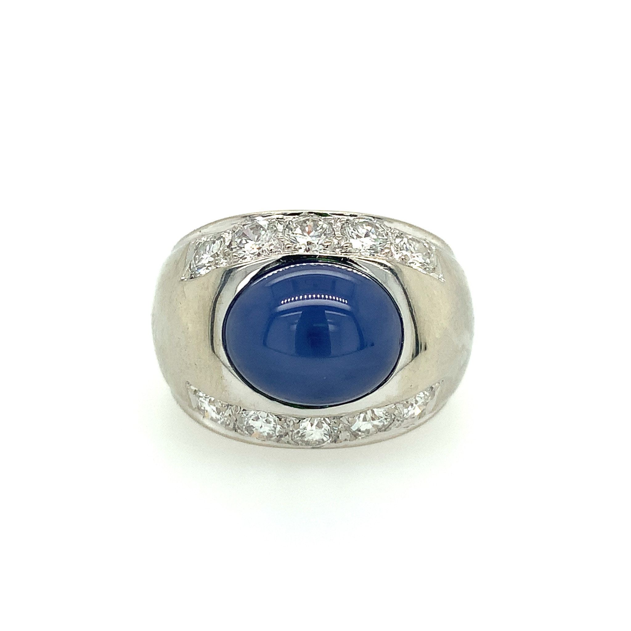 45030 14K WHITE GOLD LINDY STAR SAPPHIRE .90TCW DIAMONDS MENS RING