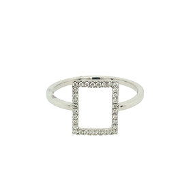 40058 10K WHITE GOLD .10CT DIAMOND RECTANGLE GEOMETRIC RING