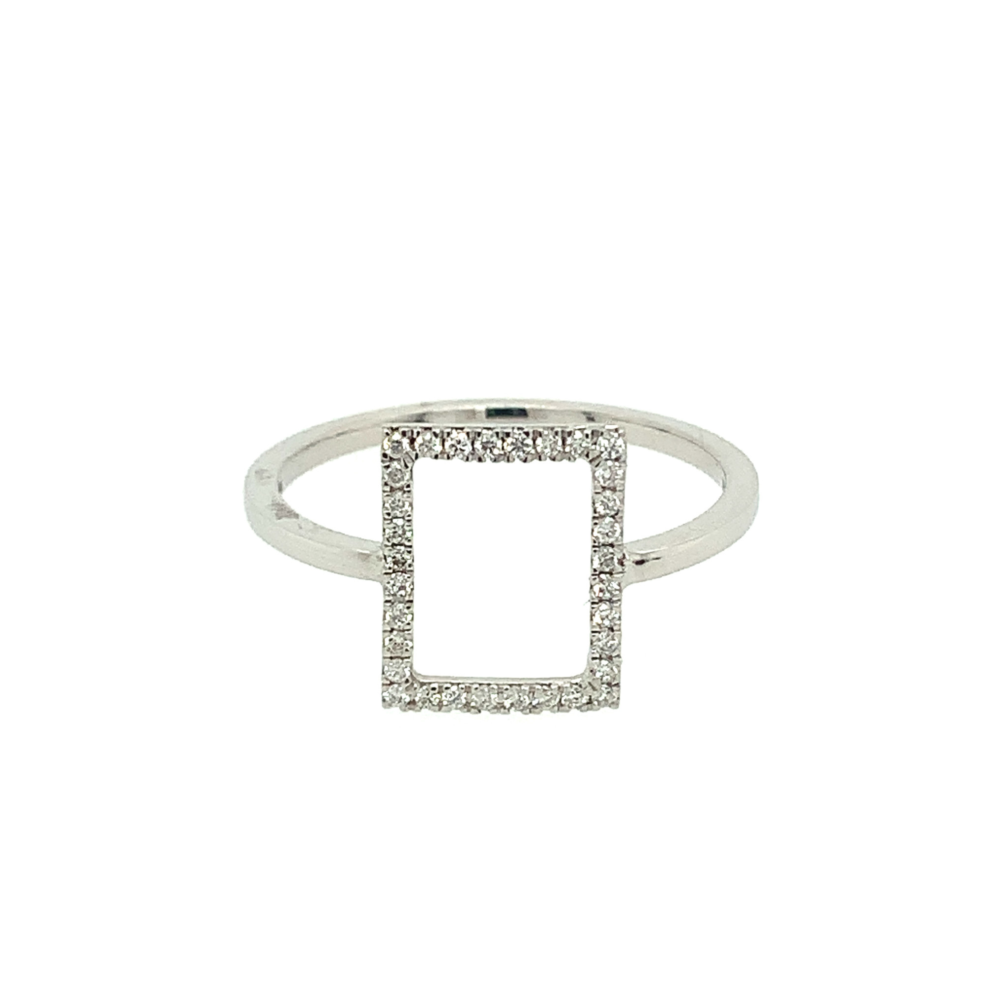 40058 10K WHITE GOLD RECTANGLE GEOMETRIC RING WITH .10 CT DIAMONDS