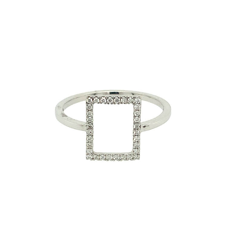 40058 10K WHITE GOLD .10CT DIAMOND RECTANGLE GEOMETRIC RING
