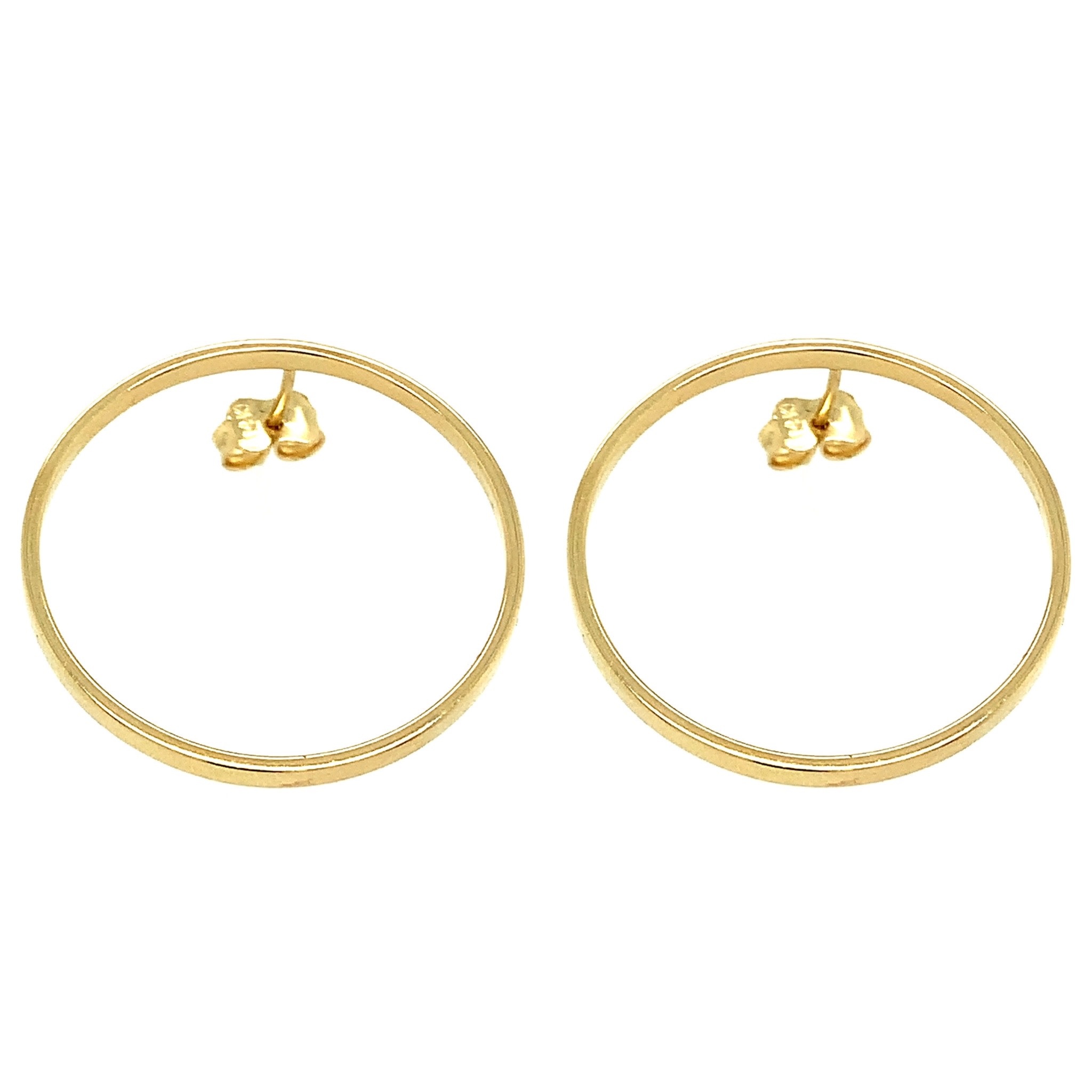30306 14K YELLOW GOLD OPEN CIRCLE 1.25" STUDS