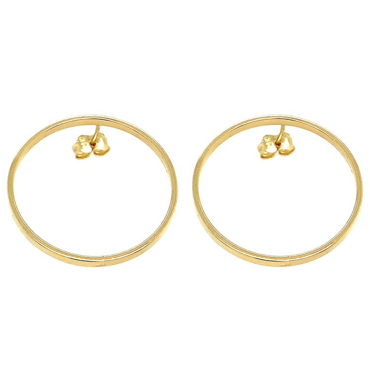 30306 14K YELLOW GOLD OPEN CIRCLE 1.25" STUDS