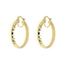 30300 14K YELLOW GOLD HAMMERED DESIGN 4MM 1.25" HOOPS