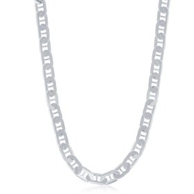 Q-5554-24 Sterling Silver 5.8mm Flat Marina Chain - Rhodium Plated