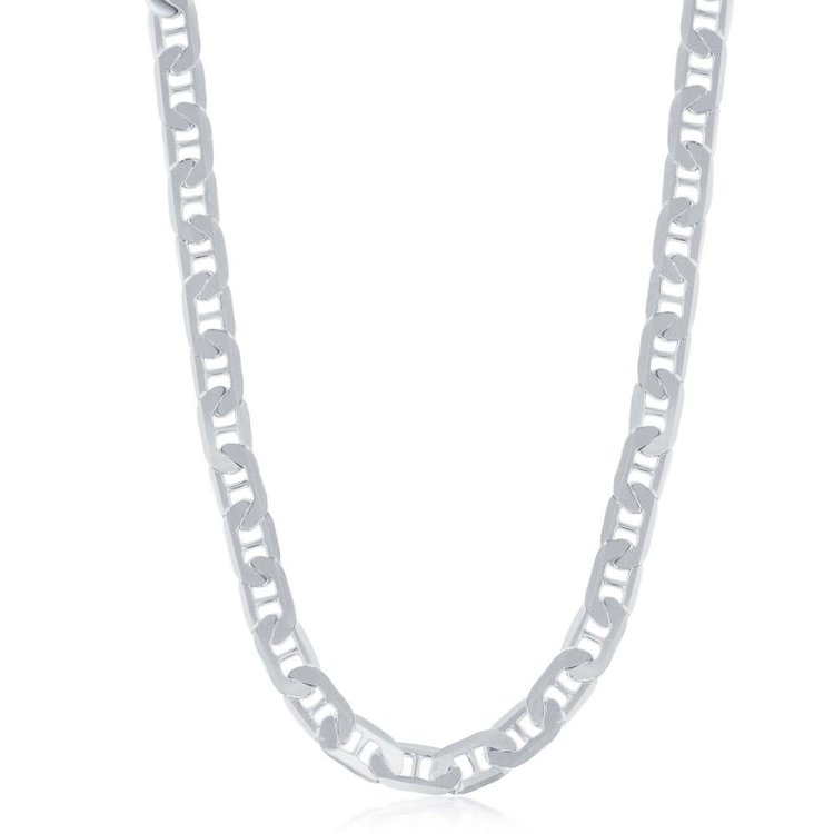 Q-5554-24 Sterling Silver 5.8mm Flat Marina Chain - Rhodium Plated