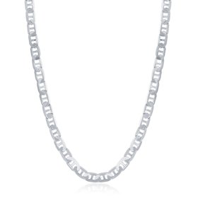 Q-5553-24 Sterling Silver 4.1mm Flat Marina Chain - Rhodium Plated