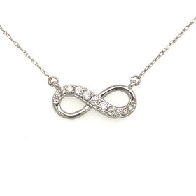 60027 14K WHITE GOLD .18TCW DIAMOND INFINITY SYMBOL 16MM WIDE  NECKPIECES