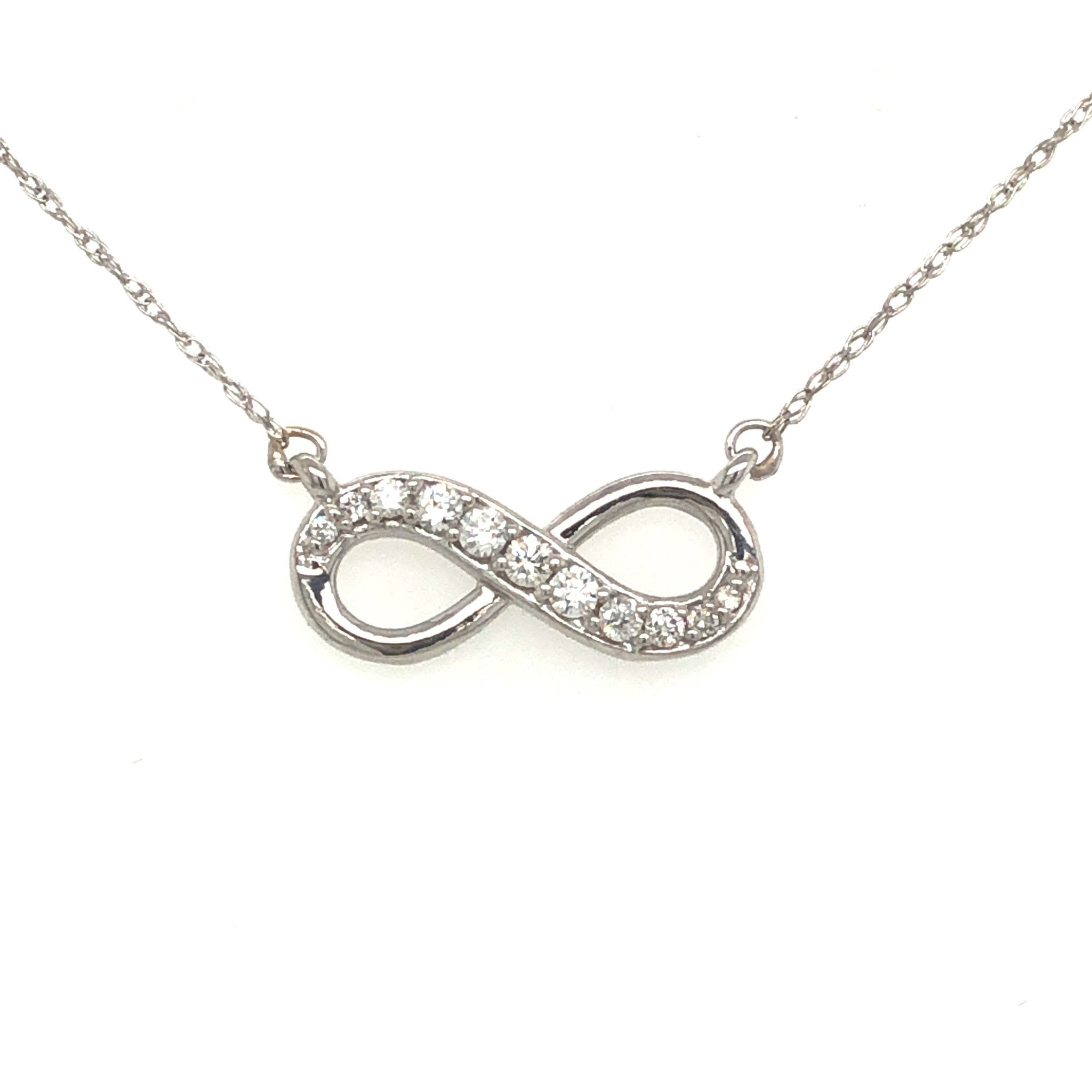 60027 14K WHITE GOLD .18TCW DIAMOND INFINITY SYMBOL 16MM WIDE NECKPIECES