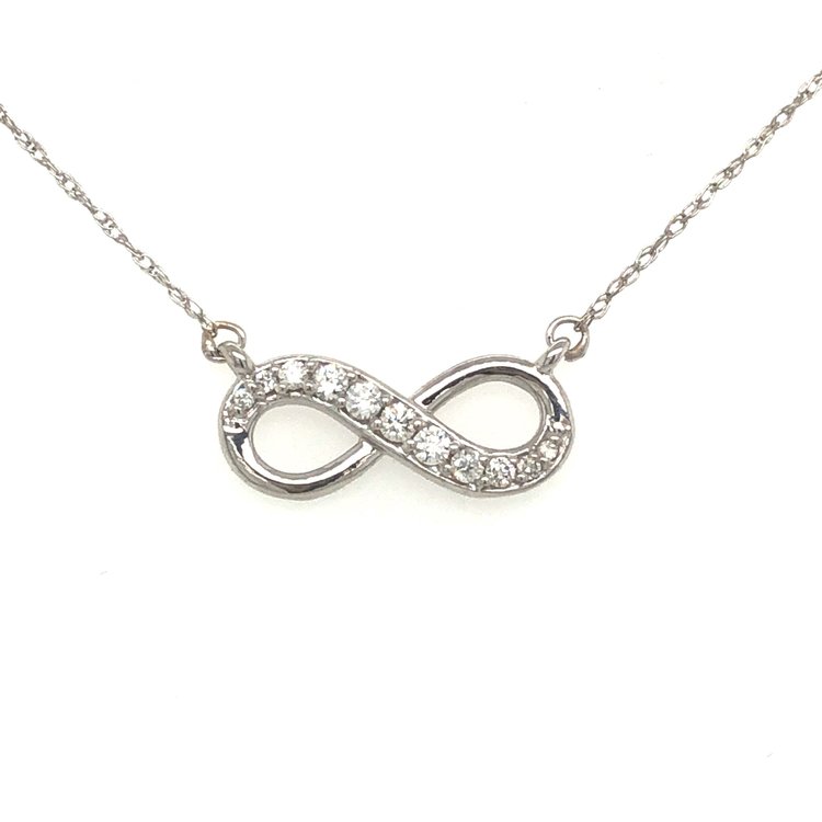 60027 14K WHITE GOLD .18TCW DIAMOND INFINITY SYMBOL 16MM WIDE  NECKPIECES