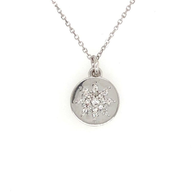 70120 14K WHITE GOLD .17TCW DIAMOND STARBURST PENDANT SET