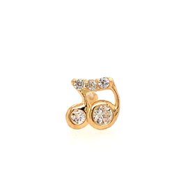 30322 14K YELLOW GOLD CUBIC ZIRCONIA MUSIC NOTE NOSE RING STUD