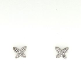 30323 14K WHITE GOLD .04TCW DIAMOND BUTTERFLY STUDS PUSH BACK