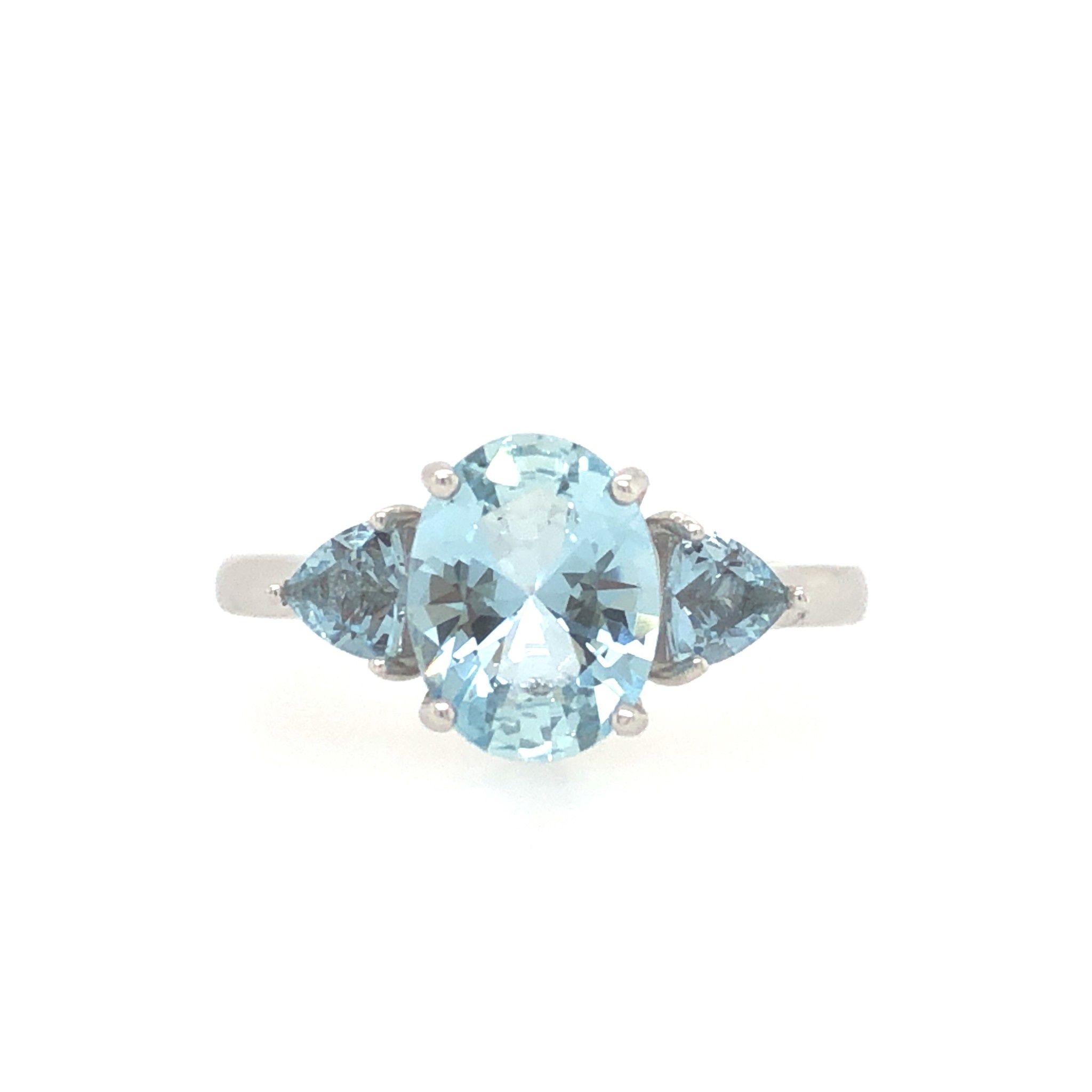 40071 10K WHITE GOLD PAST PRESENT FUTURE AQUAMARINE WITH .10CT DIAMOND UNDER GALLERY RING 40071 10K WHITE GOLD PAST PRESENT FUTURE AQUAMARINE WITH .10CT DIAMOND UNDER GALLERY RING