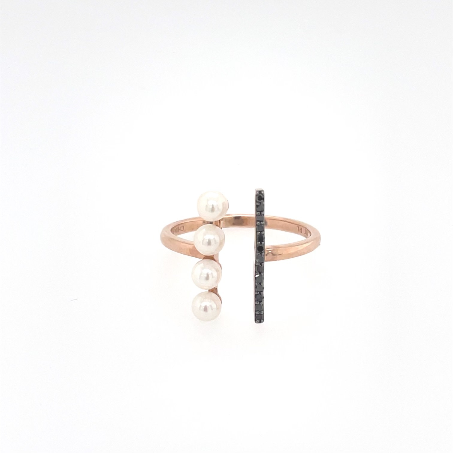40091 10K ROSE GOLD .08TCW DIAMOND AND PEARL SPLIT DESIGN RING