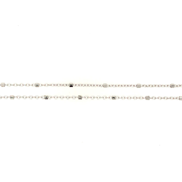 50952 14K WHITE GOLD 18" BEADED MIRROR LINK CHAIN