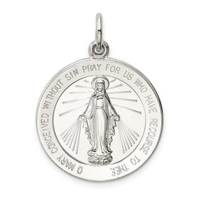 77125 14K WHITE GOLD SMALL MIRACULOUS MEDAL 14.5MM