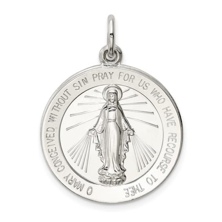 77125 14K WHITE GOLD SMALL MIRACULOUS MEDAL 14.5MM