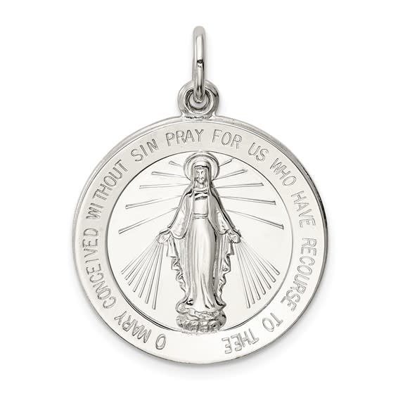 77125 14K WHITE GOLD SMALL MIRACULOUS MEDAL