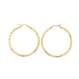 30367 14K YELLOW GOLD 2.6MM 1.25" MEDIUM POPCORN STYLE HOOPS
