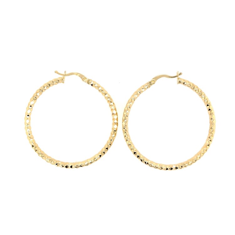 30367 14K YELLOW GOLD MEDIUM POPCORN STYLE HOOPS