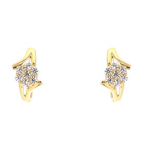 30356 14K YELLOW GOLD CLUSTER FLOWER CUBIC ZIRCONIA FANCY OPEN HUGGIES