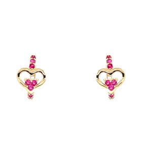 30352 14K YELLOW GOLD HEART MULTI COLOR CUBIC ZIRCONIA HUGGIES