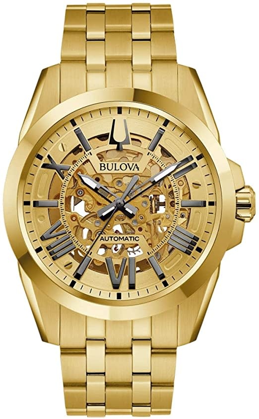 042429585478 BULOVA MENS AUTOMATIC MOVEMENT SEE THROUGH DIAL WATCH
