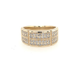 45032 14K YELLOW GOLD MENS .95TCW 4 ROW DIAMOND RING