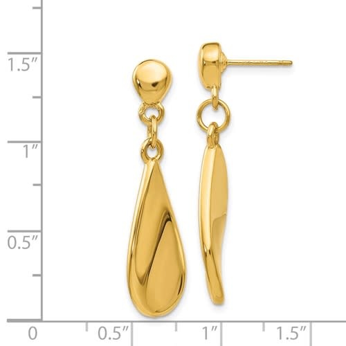 30378 14K YELLOW GOLD TEAR DROP HIGH POLISH HANGING EARRINGS