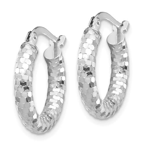 30385 14K WHITE GOLD DIAMOND CUT HOOPS