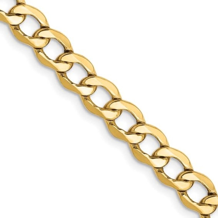 20171 14K YELLOW GOLD 5MM 8" SEMI HOLLOW CUBAN LINK BRACELET