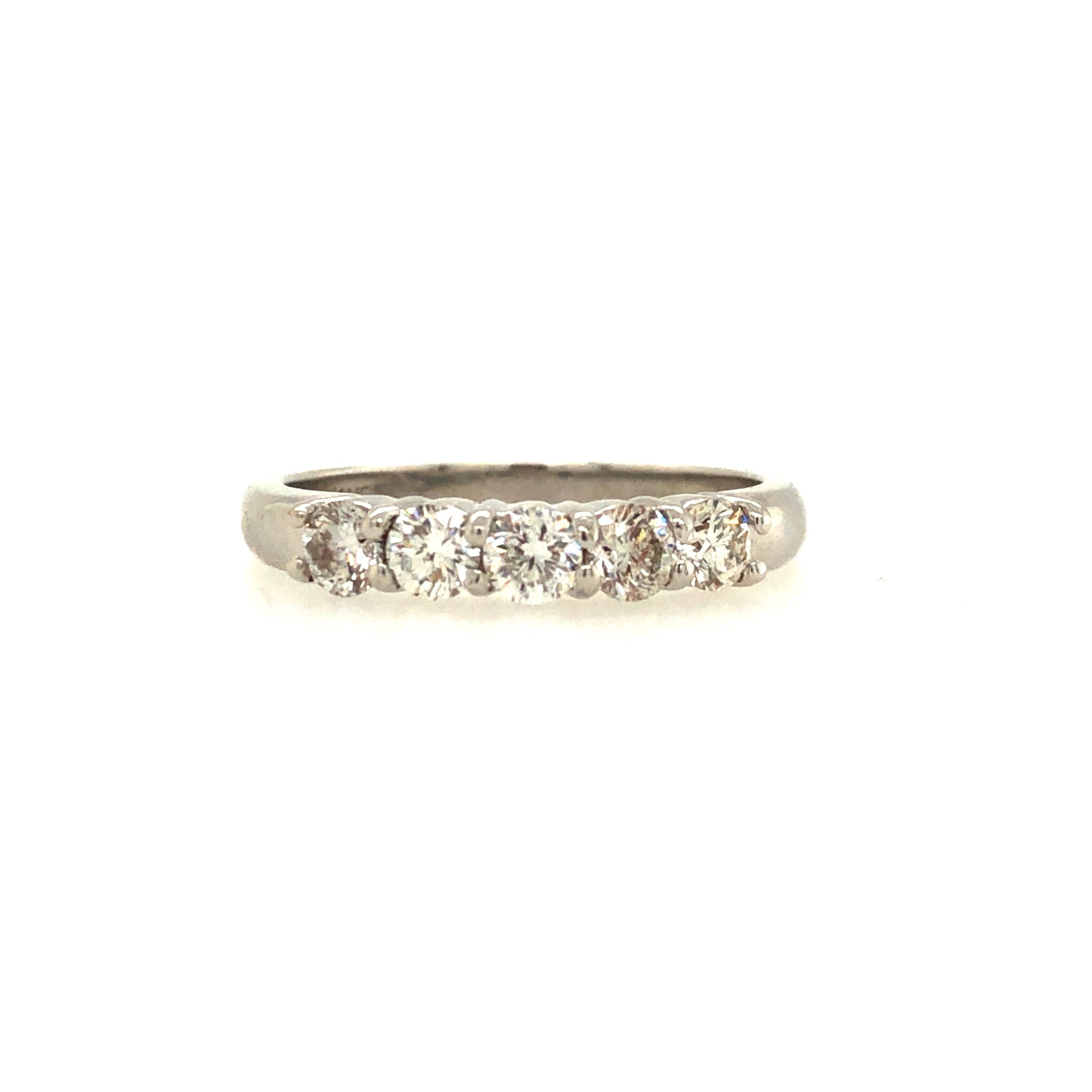 475073 14K WHITE GOLD .65TCW H SI1 5 DIAMOND WEDDING BAND