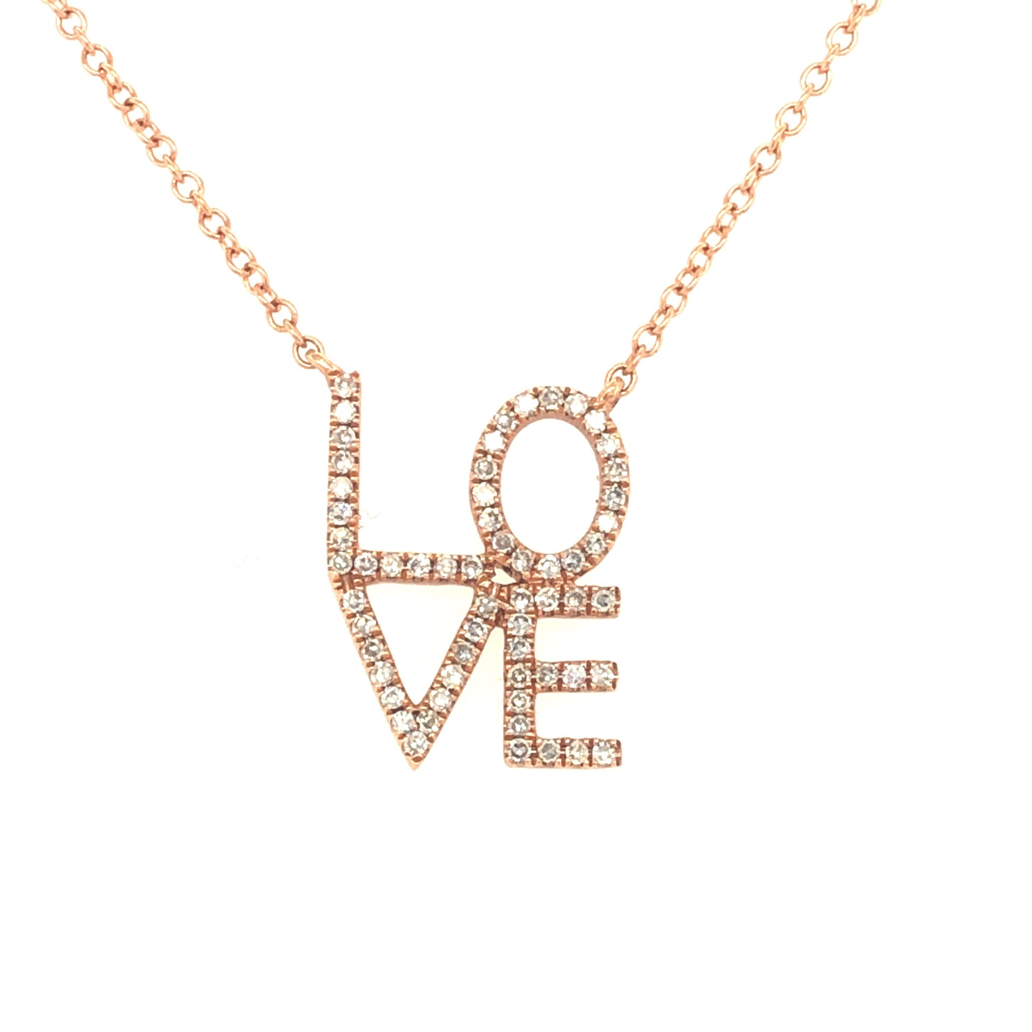 60090 14K ROSE GOLD .26TCW DIAMOND LOVE NECKLACE