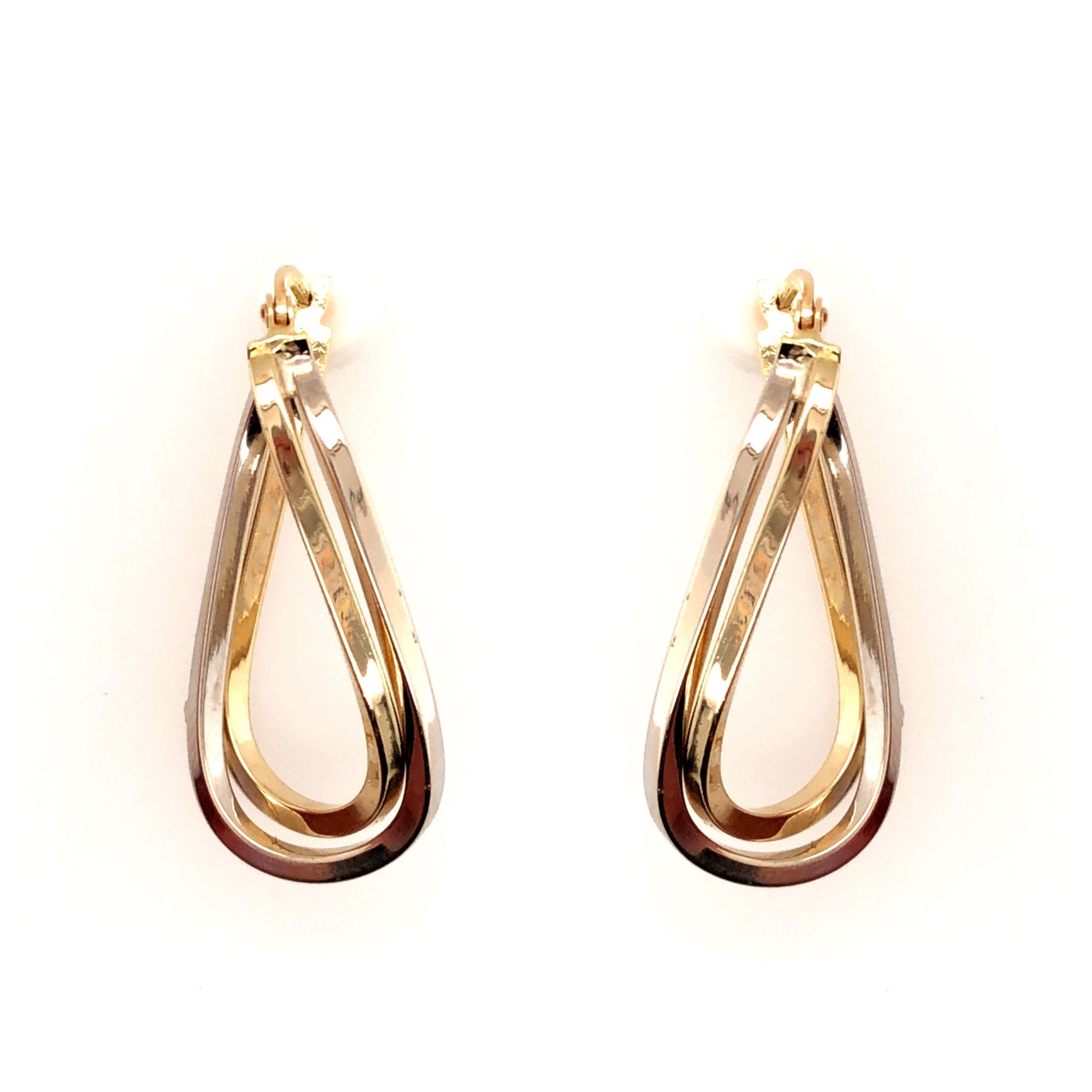 30406 14K 2 TONE 1.25" DOUBLE ROW WAVE DESIGN HOOPS
