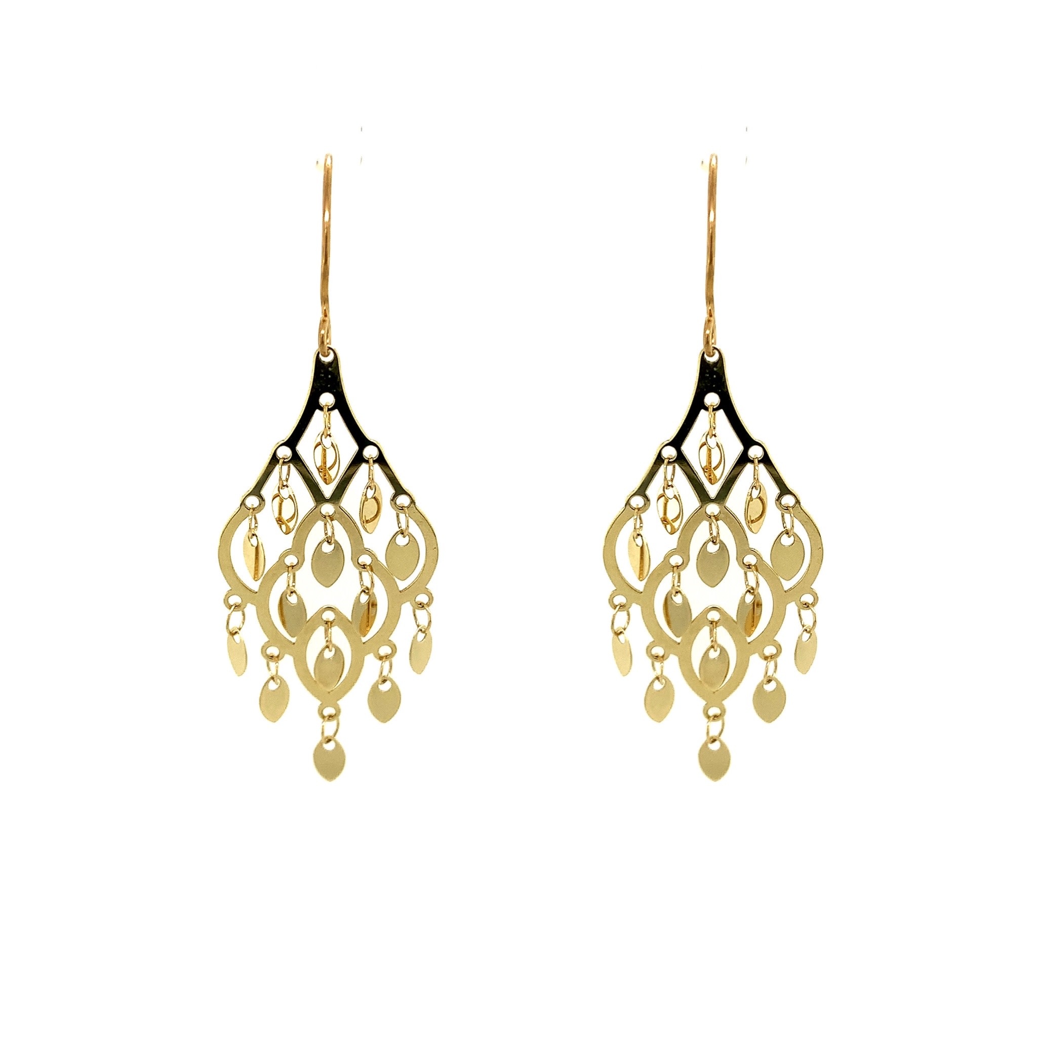 30411 14K YELLOW GOLD CHANDELIER DESIGN EARRINGS