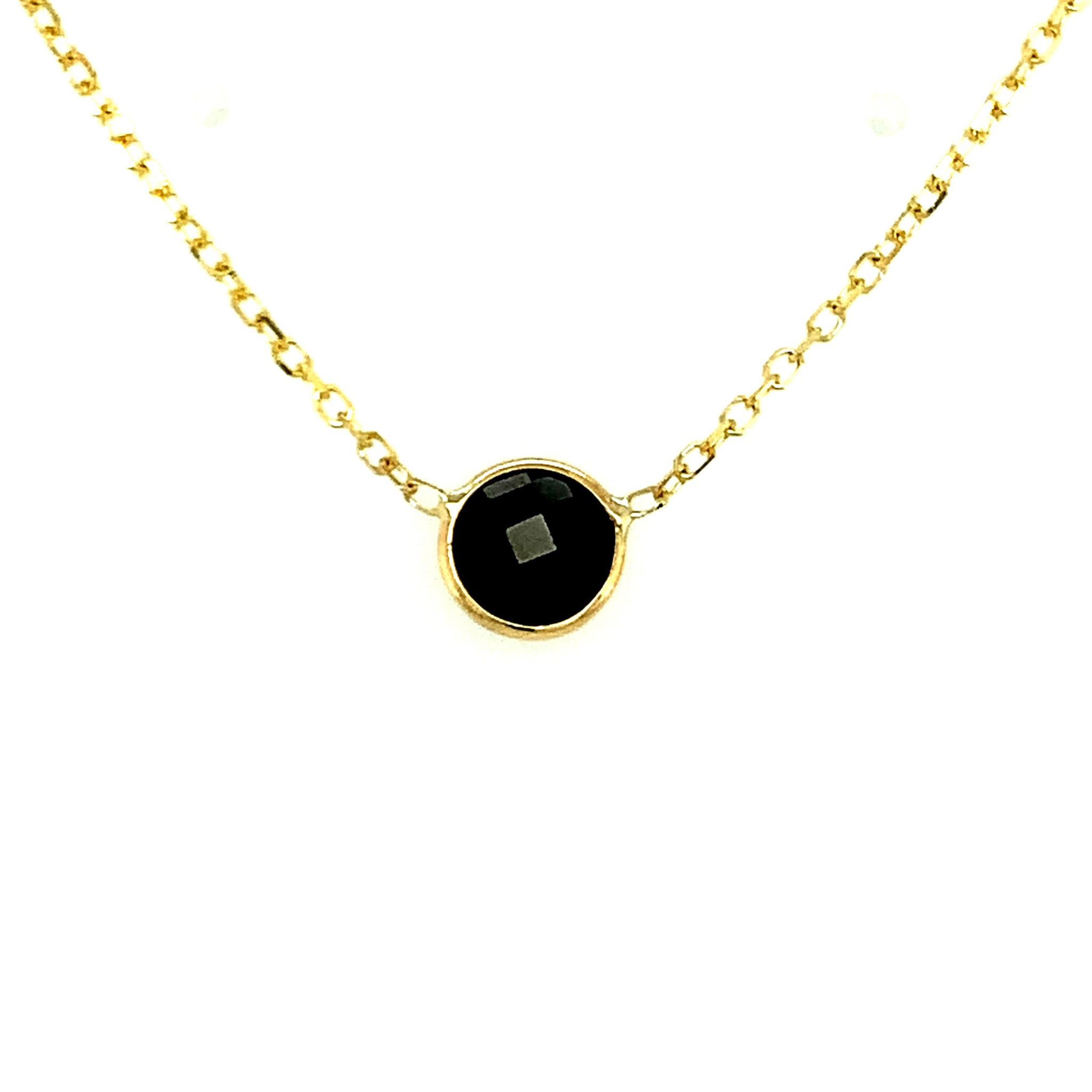 60032 14K YELLOW GOLD ONYX BEZEL SET NECKPIECE
