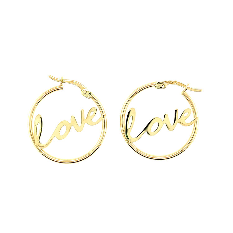 30415 14K YELLOW GOLD 0.75" HIGH POLISH "LOVE" HOOPS