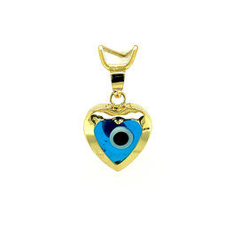 78036 14K YELLOW GOLD BEZEL HEART EVIL EYE CHARM