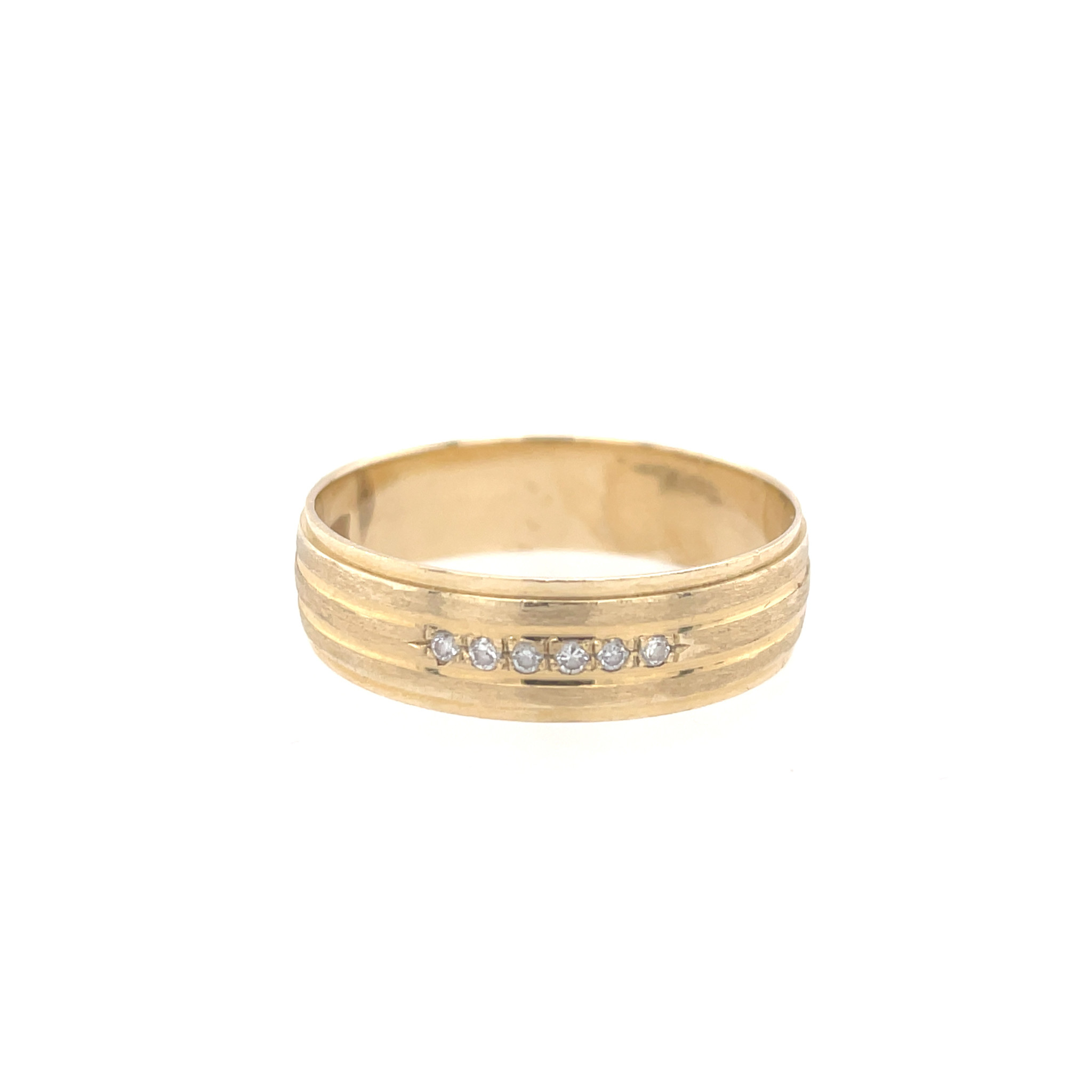 41090 14K .10TCW DIA 3 ROW MATTE & HIGH POLISH FINISH WEDDING BAND