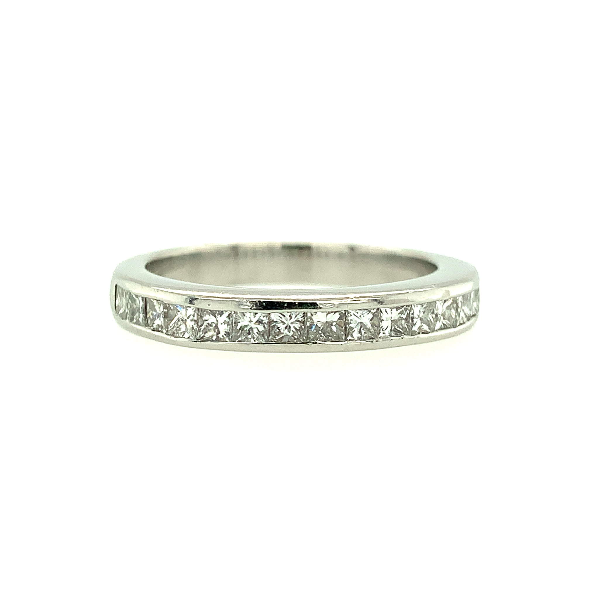 475126 PLATINUM .50TCW PRINCESS CUT CHANNEL SET WEDDING BAND