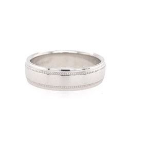 457622 14K WHITE GOLD  TWO ROW MILGRAIN MATTE FINISH WEDDING BAND