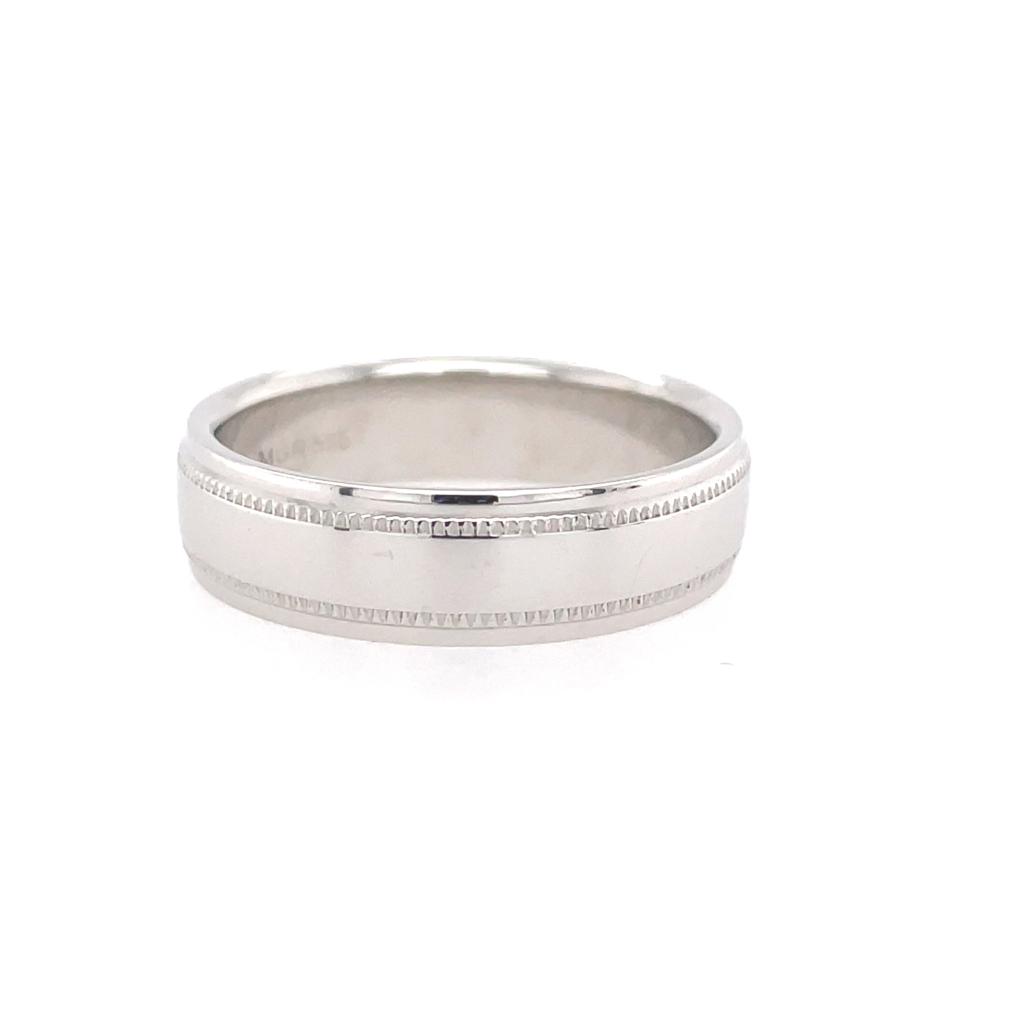 457622 14K WHITE GOLD 2 ROW MILGRAIN MATTE FINISH WEDDING BAND