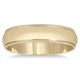 475694 14K YELLOW GOLD 6.25MM MILGRAIN WEDDING BAND SIZE 10.5
