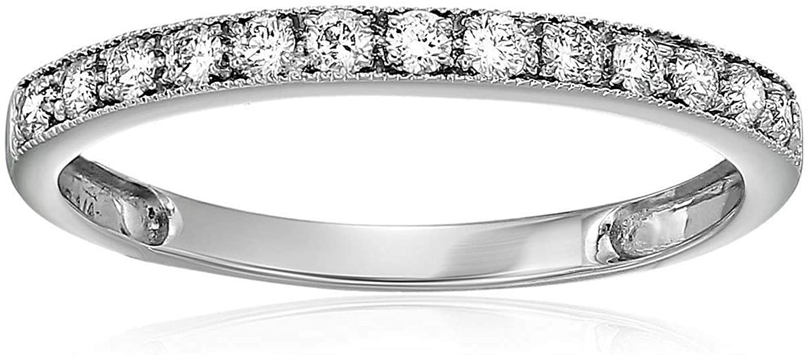 475714 18K WHITE GOLD.13TCW DIAMOND MILGRAIN EDGES WEDDING BAND