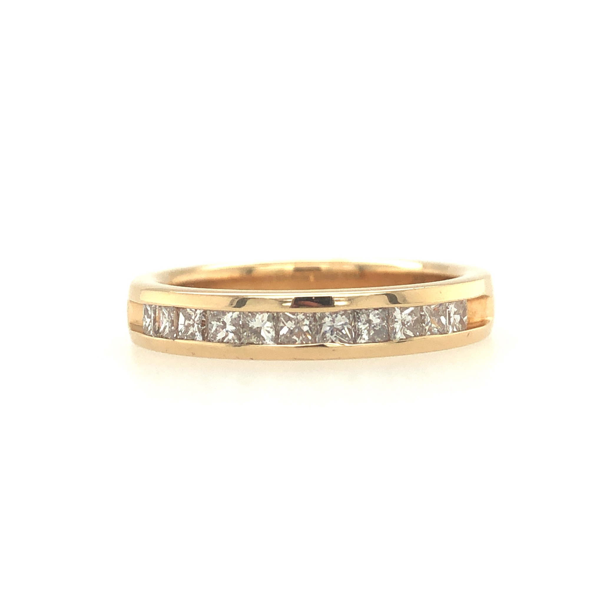 475302 14K YELLOW GOLD PRINCESS CUT .60TCW DIAMONDS CHANNEL SET WEDDING BAND