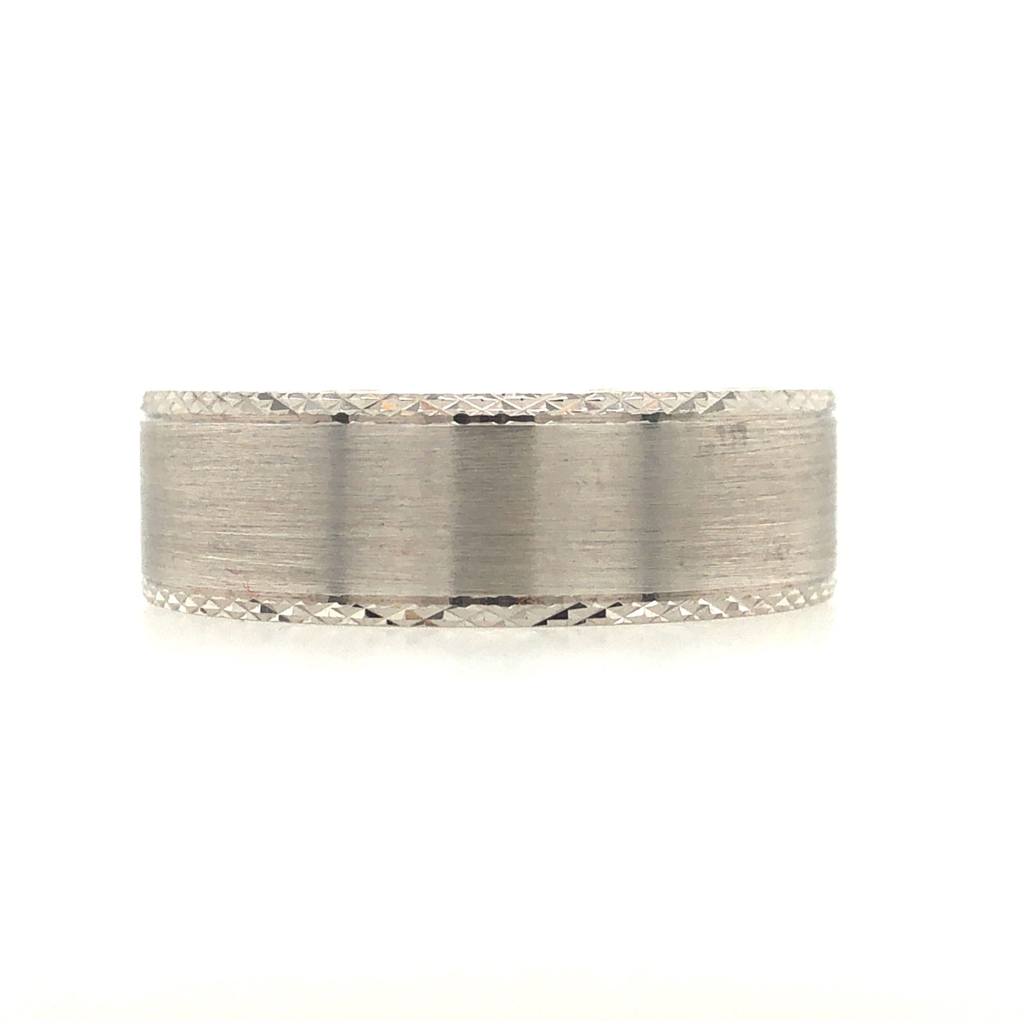 475662 14K WHITE GOLD DIAMOND CUT EDGE WEDDING BAND
