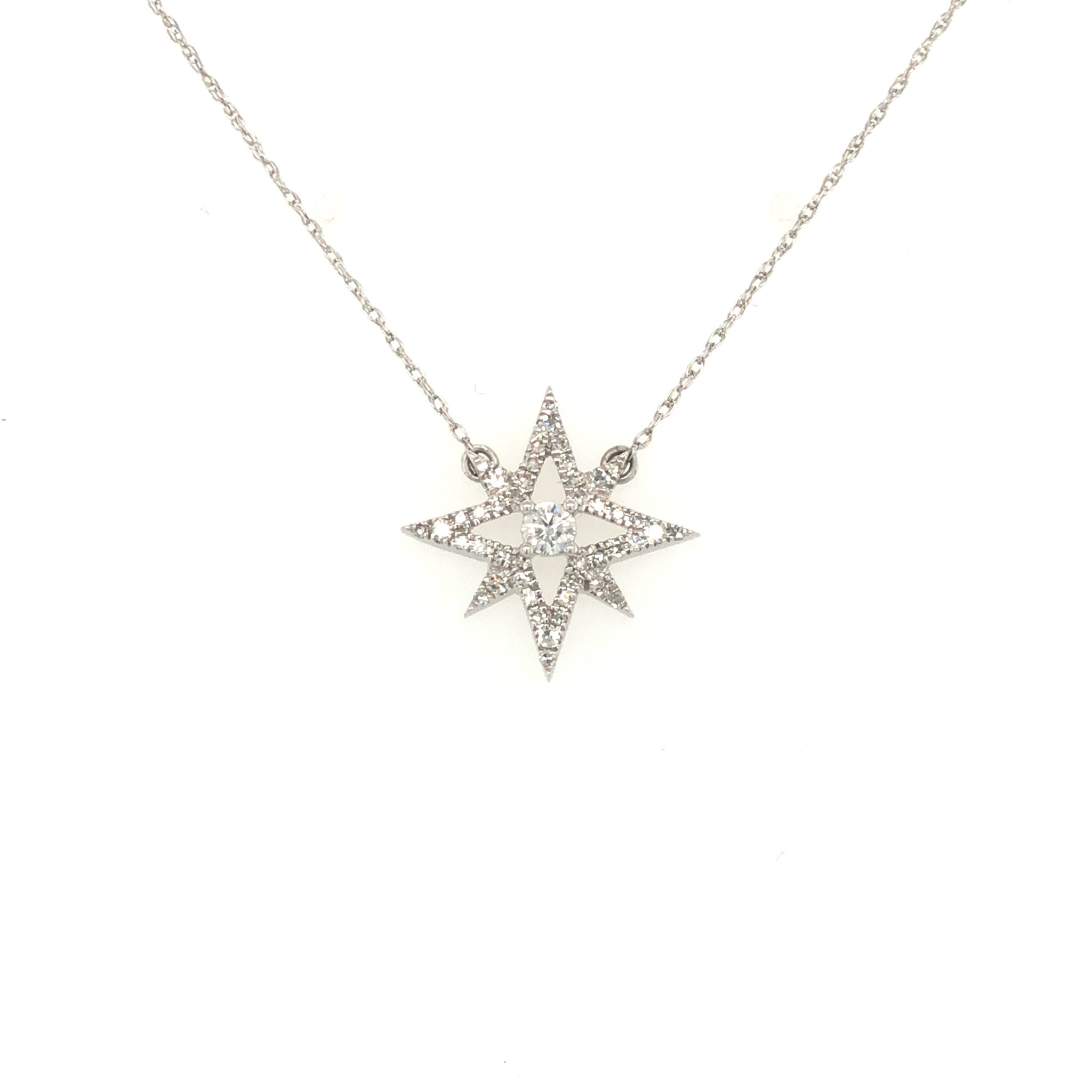 60132 10K WHITE GOLD .30TCW DIA OPEN STAR NECKPIECE