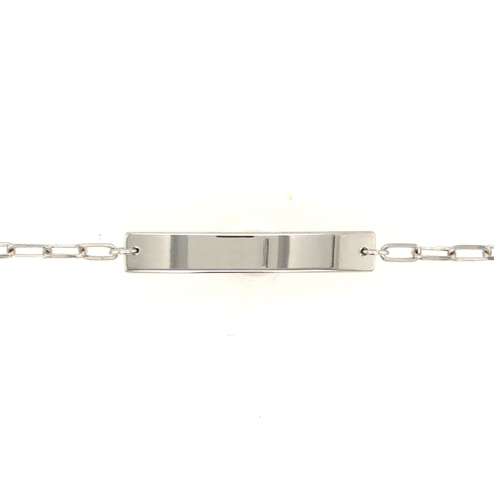 20947 14K WHITE GOLD PAPER CLIP LINK BABY NAME ID BRACELET