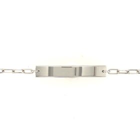 20947 14K WHITE GOLD  PAPER CLIP LINK BABY NAME ID BRACELET